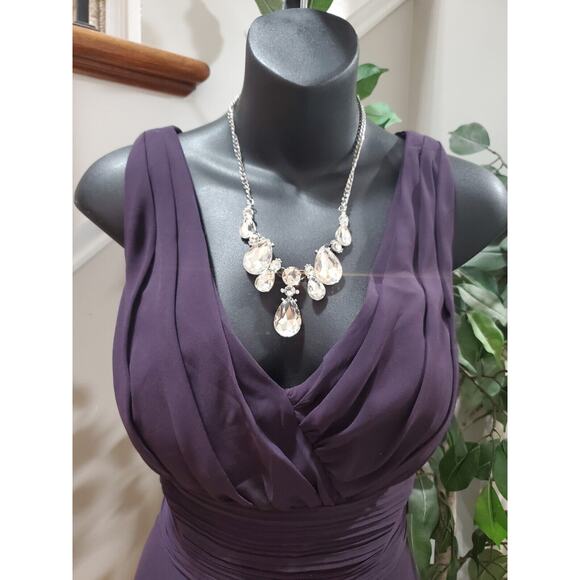 Levkoff Women Purple Polyester V-Neck Sleeveless Formal Long Maxi Dress Size M - Picture 11 of 13